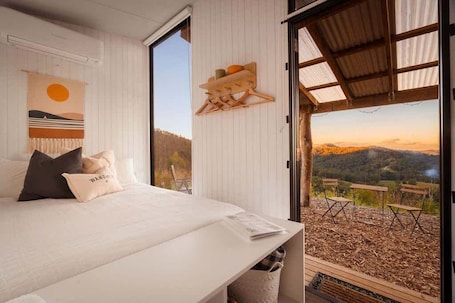 1 bedroom, bed sheets. Aurora Lookout by Tiny Away