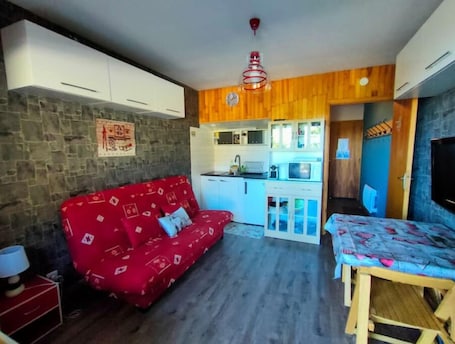 TV. Studio Chaleureux Pour 4 Personnes au Pied des Pistes du Col de Rousset