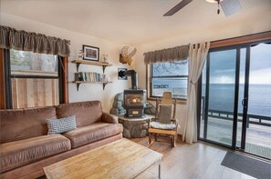 TV, caminetto, libri