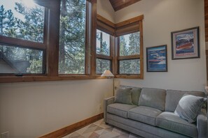 Una Smart TV, una chimenea, un reproductor de DVD, libros