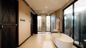 Royal Villa, Multiple Beds, Private Pool | Bathroom | Hair dryer, slippers, towels, soap