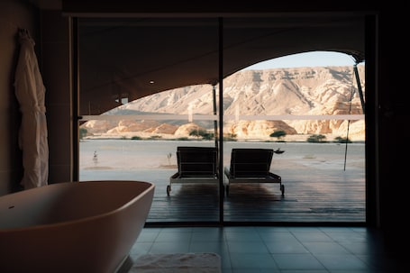 Hair dryer, slippers, towels, soap. Ashar Tented Resort