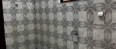 Shower, soap, toilet paper