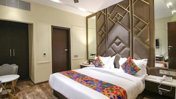 Premium kamer | Lakens van Egyptisch katoen, luxe beddengoed, een kluis op de kamer