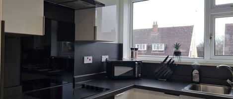 Apartment | Private kitchen | Fridge, microwave, oven, stovetop