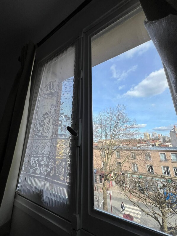 Guests can enjoy a view of the city from the comfort of their room.