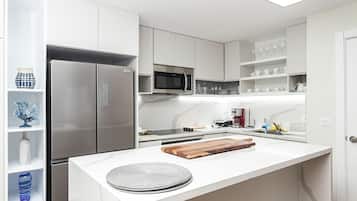 Fridge, microwave, oven, toaster