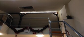 Comfortable, non-standard place to relax on two floors.