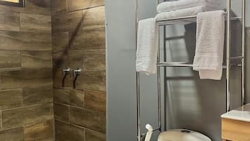 Family Cabin | Bathroom | Shower, free toiletries, towels, soap