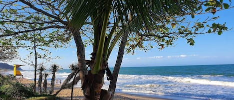 On the beach, white sand