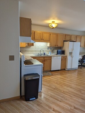Fridge, microwave, coffee/tea maker