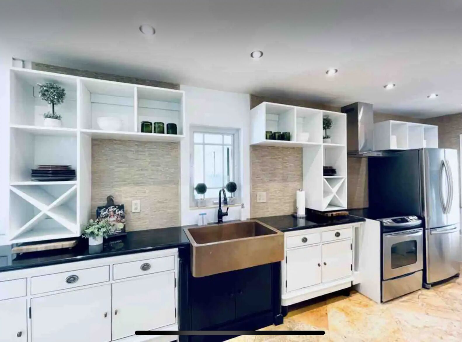 Fridge, microwave, stovetop