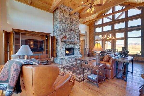 TV, fireplace, video games, DVD player