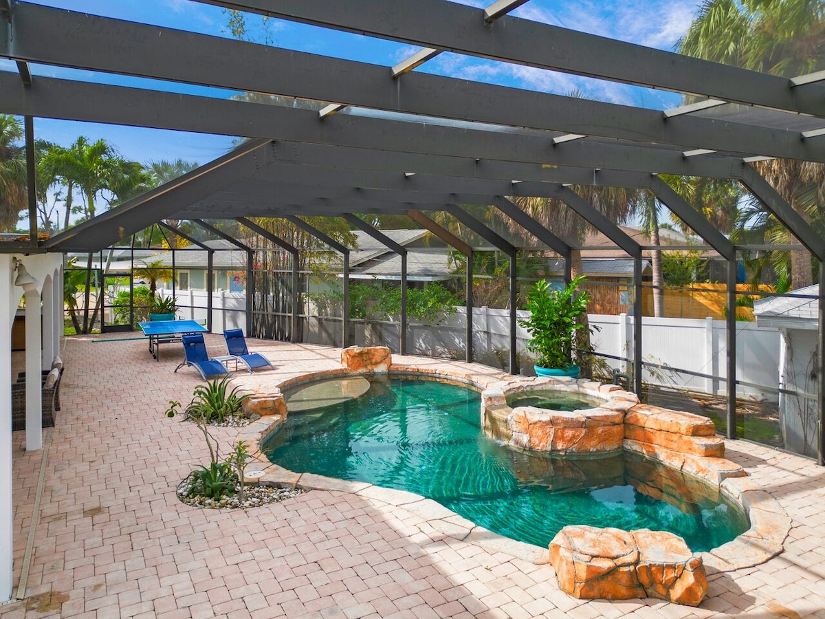 Photo 28 of Top rated home! Backyard oasis: heated pool, hot tub, ping-pong, cornhole & more