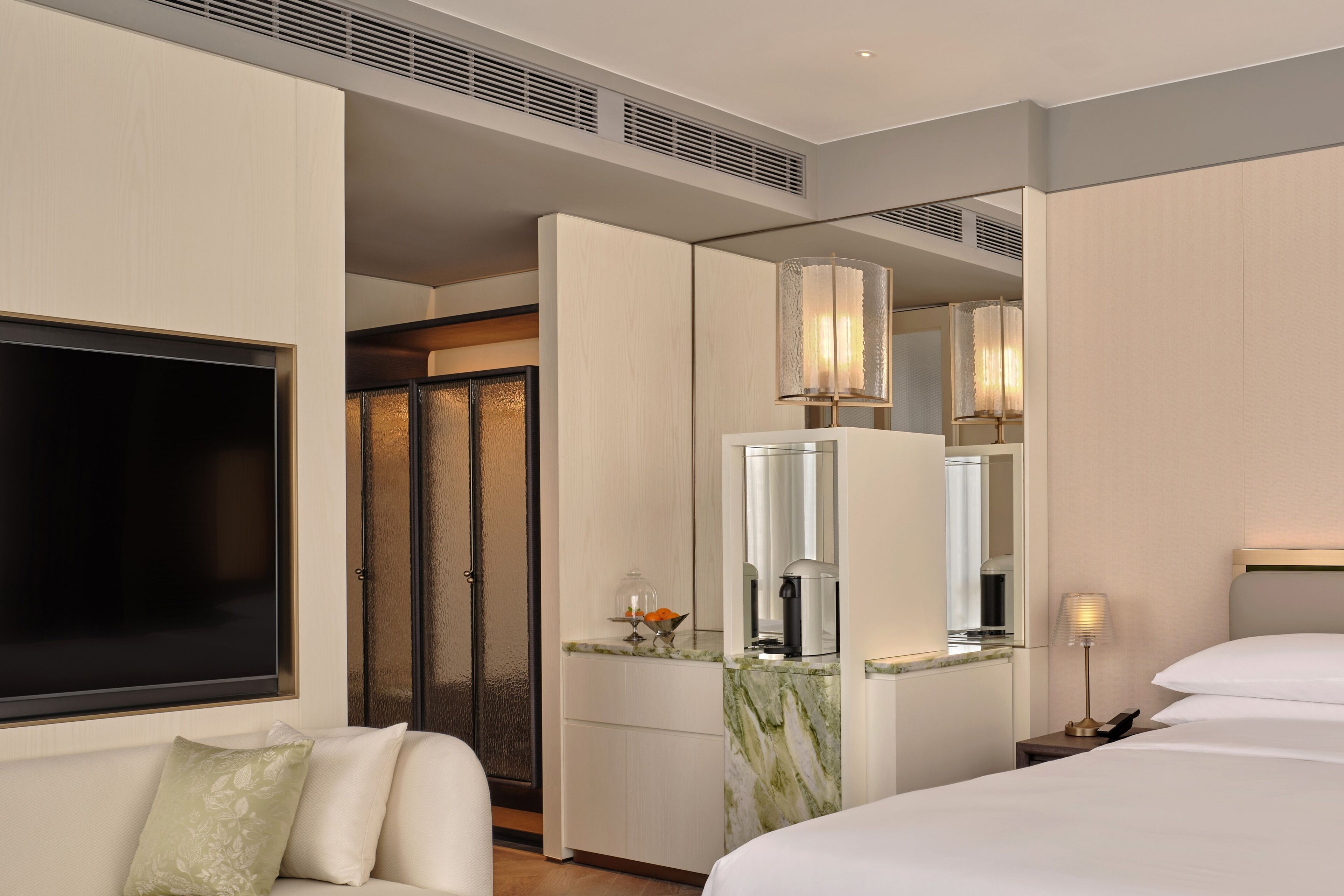 1 King Classic Oriental Pearl Tower View | Premium bedding, down comforters, memory foam beds
