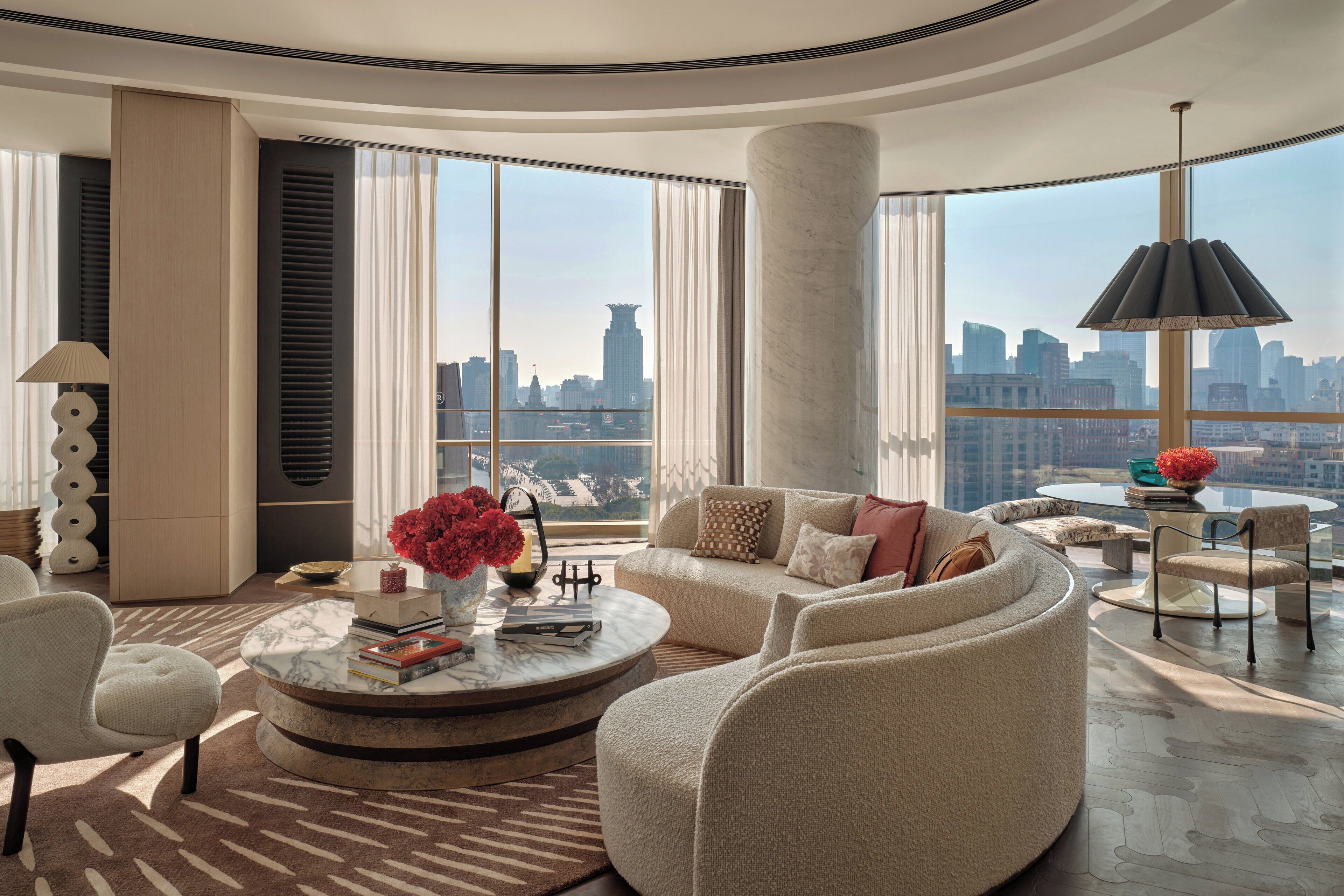 Penthouse On The Bund | Down duvets, memory-foam beds, free minibar items, in-room safe