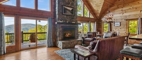 TV, fireplace