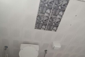 Douche, serviettes fournies, savon, papier toilette