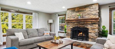 TV, fireplace, offices