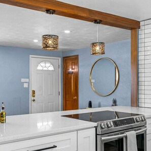 Fridge, microwave, oven, stovetop - Guest Favorite- Denver Getaway Gem with Grill, Corn Hole, Basketball Court (Denver)