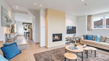 TV, fireplace, offices