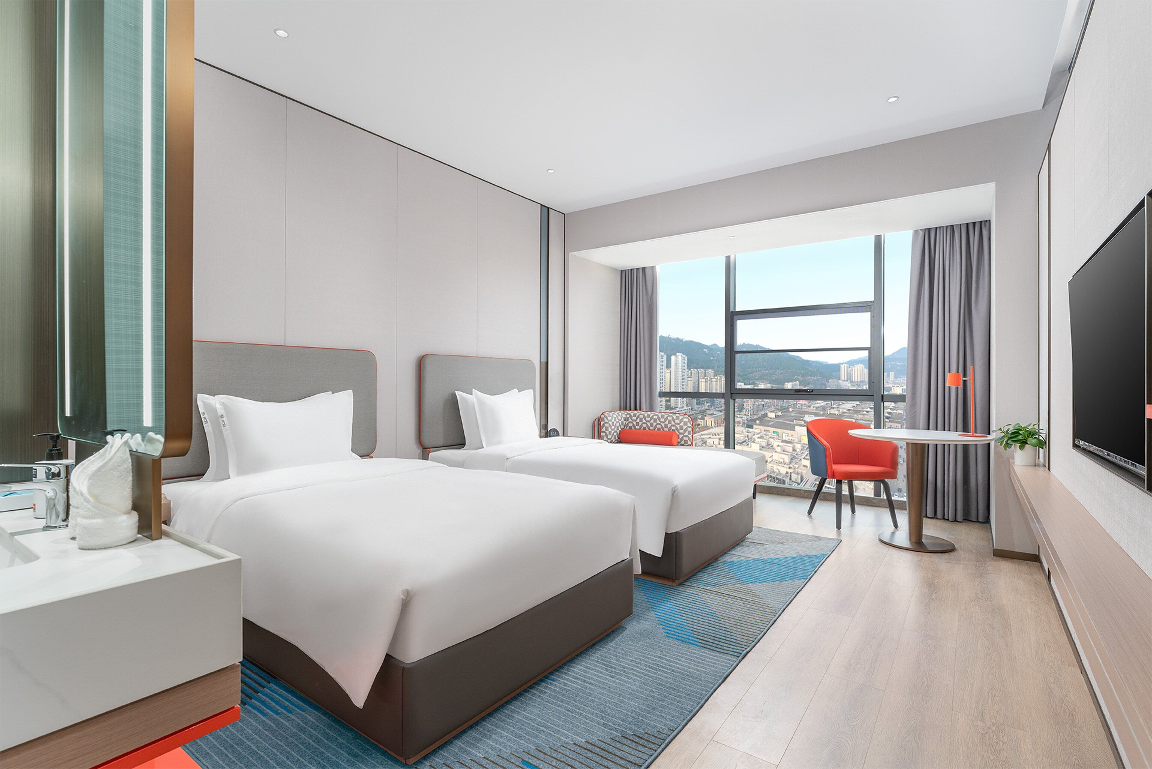 2 Double Standard | Premium bedding, down comforters, in-room safe, desk