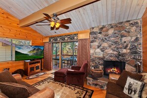 TV, fireplace
