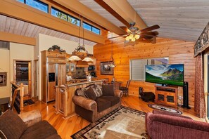TV, fireplace