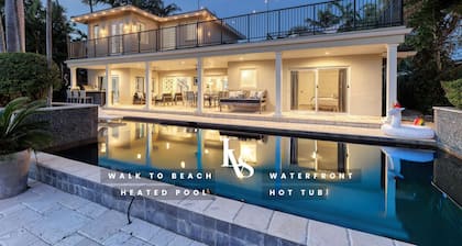 New Royale 80ft Waterfront/Wlk2Beach/HotPool/Spa/KitchenBBQ