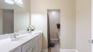 Eco-friendly toiletries, hair dryer, towels, soap