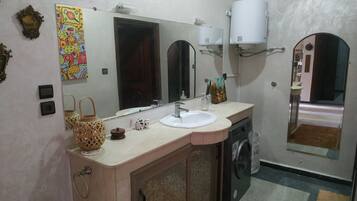 Hair dryer, soap, toilet paper