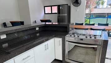 Apartment | Private kitchen | Full-size fridge, microwave, blender, toaster oven