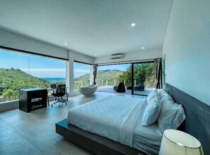 Luxury Villa, 3 Bedrooms, Sea View | Bathroom | Hair dryer, towels, soap, shampoo