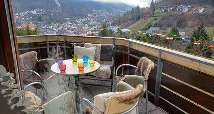 Appartement 'Ferienwohnung Panoramablick' avec vue sur les montagnes, jardin privé et Wi-Fi