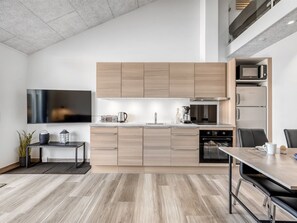 Fridge, oven, dishwasher, high chair