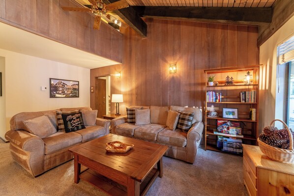 Smart TV, fireplace, foosball, table tennis
