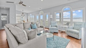Living area - Ocean View! Pool, Waterslide, Elevator & Firepit (Oak Island)