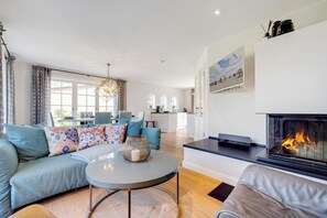 TV, fireplace