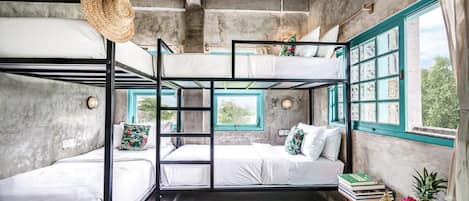 Desk, free WiFi, bed sheets