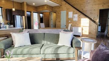 TV, fireplace, table football