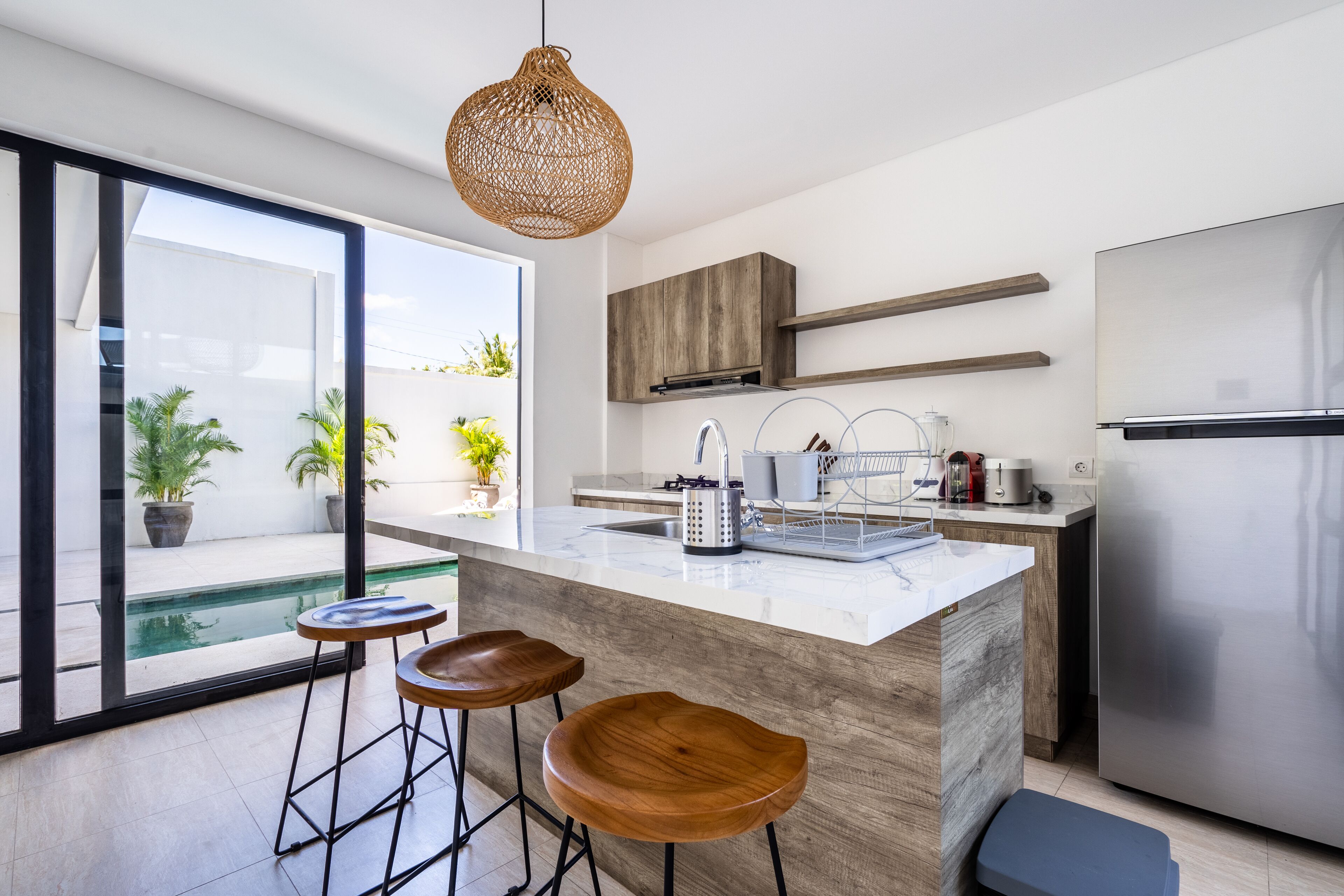 Villa | Private kitchen | Fridge, microwave, stovetop, electric kettle