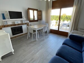 TV, fireplace