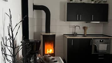 Apartment | Private kitchen | Fridge, microwave, oven, stovetop