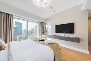 Appartement Luxe, 1 chambre, non-fumeurs, vue marina | 1 chambre, draps en coton égyptien, literie de qualité supérieure