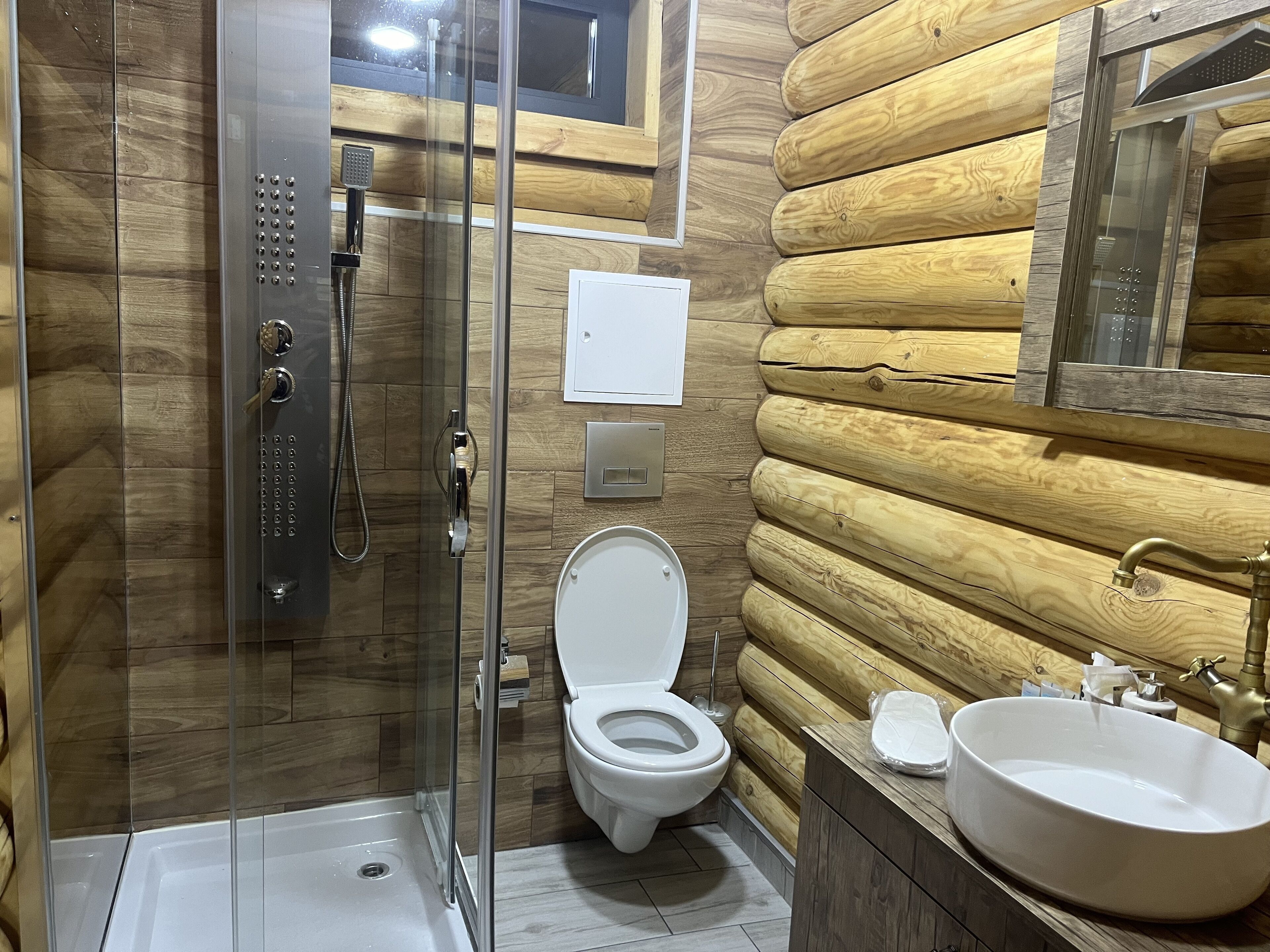 Bañera con ducha, cabezal de ducha tipo lluvia, secador de pelo