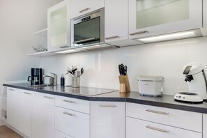 Kühlschrank, Mikrowelle, Herdplatte, Geschirrspüler