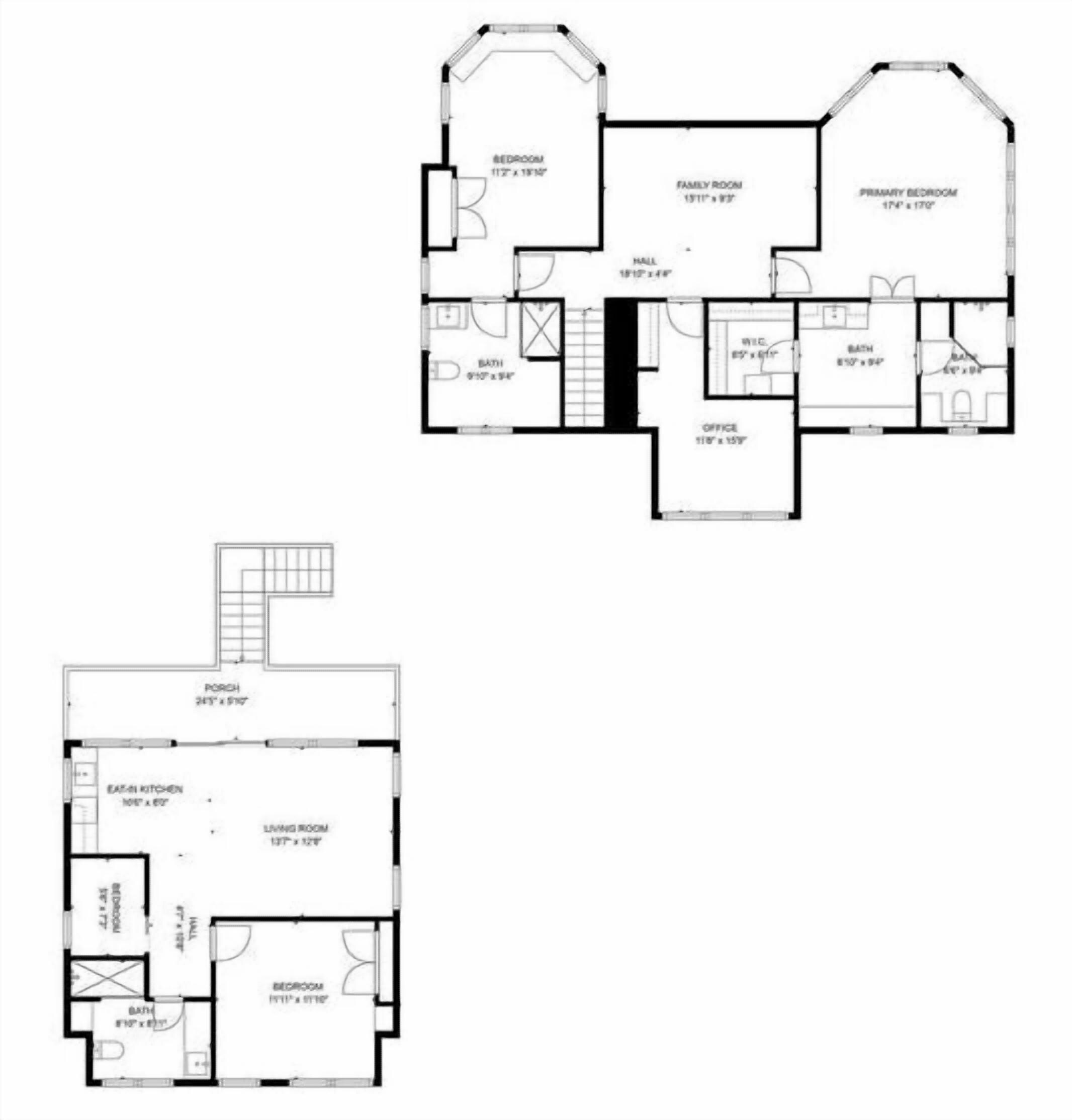 A floor plan with a living room, two bedrooms, a bathroom, a kitchen, and a dining area.