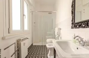 Dusche, Haartrockner, Bidet, Handtücher