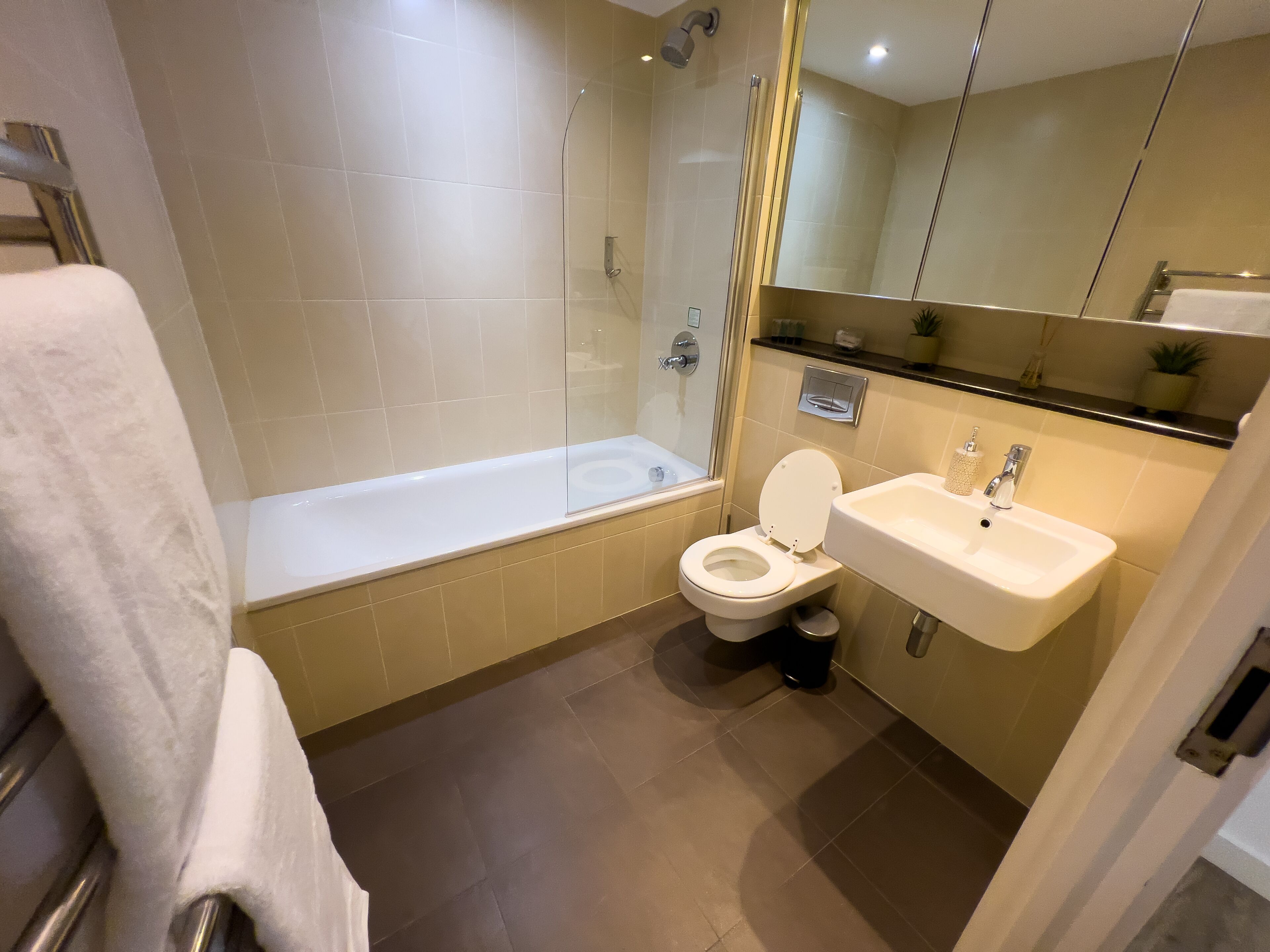 Premium Apartment | Bathroom | Combined shower/bathtub, towels