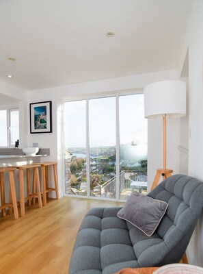 Smart TV, chimenea y estéreo 